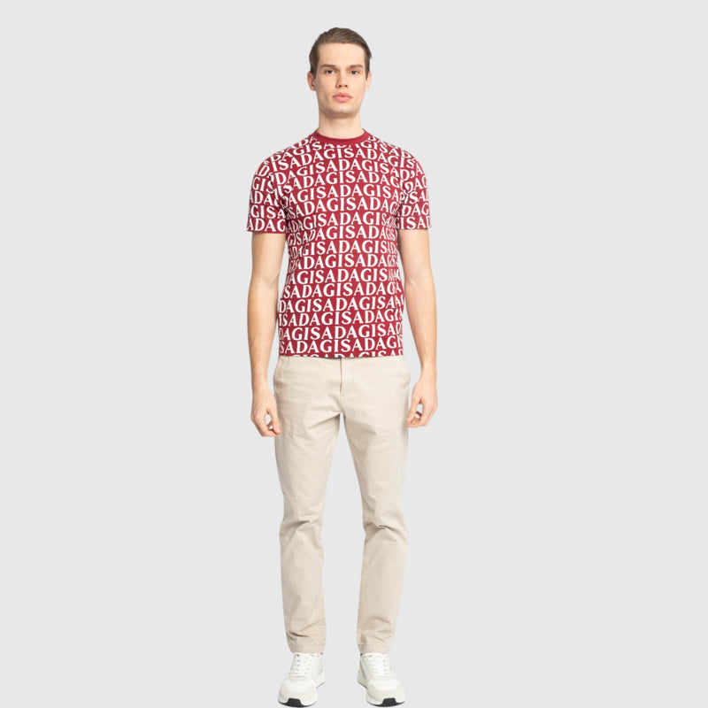 Regular Fit T-Shirt in Jersey Cotton Allover Print - Gisada.com