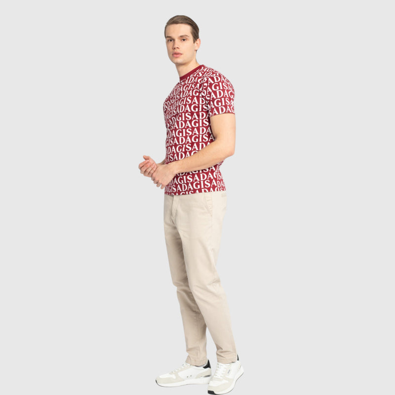 Regular Fit T-Shirt in Jersey Cotton Allover Print - Gisada.com