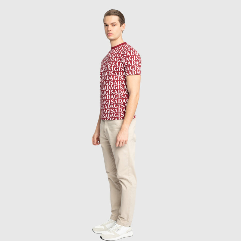 Regular Fit T-Shirt in Jersey Cotton Allover Print - Gisada.com