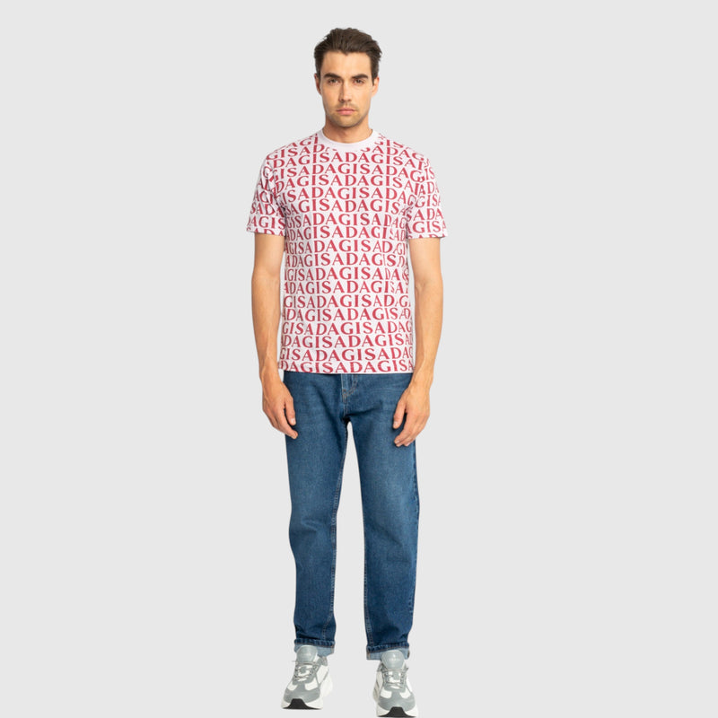 Regular Fit T-Shirt in Jersey Cotton Allover Print - Gisada.com