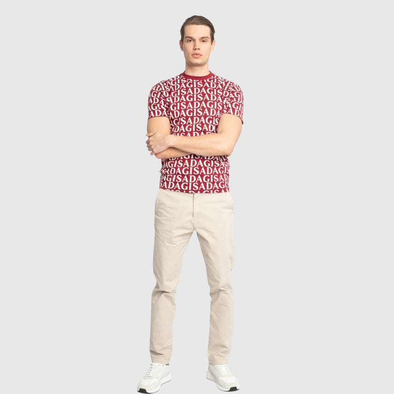 Regular Fit T-Shirt in Jersey Cotton Allover Print - Gisada.com