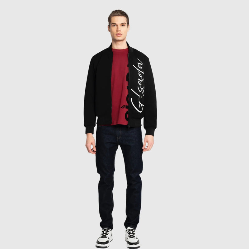 Regular Fit Windbreaker in Knit with Cursive Print - Gisada.com