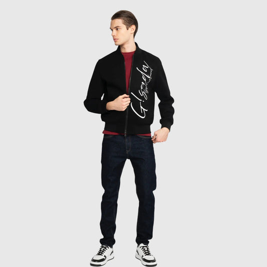 Regular Fit Windbreaker in Knit with Cursive Print - Gisada.com
