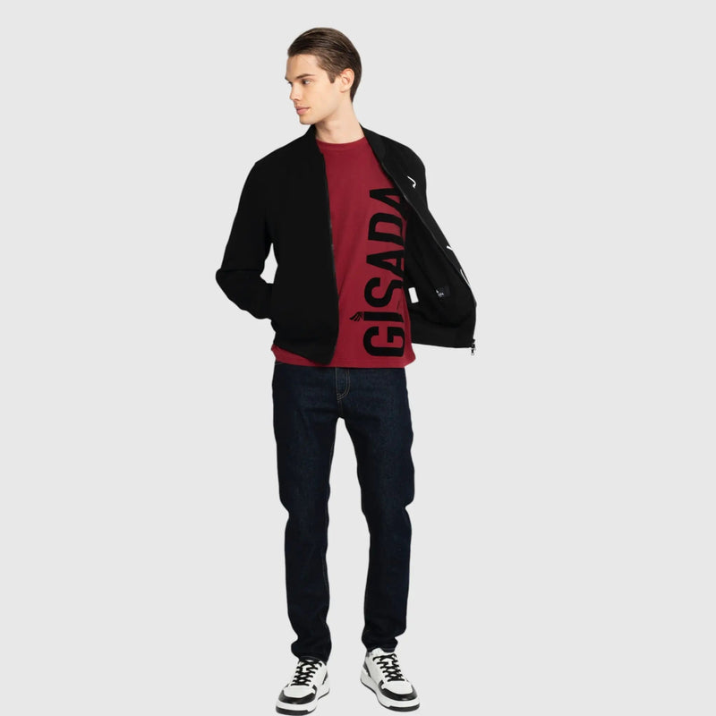 Regular Fit Windbreaker in Knit with Cursive Print - Gisada.com