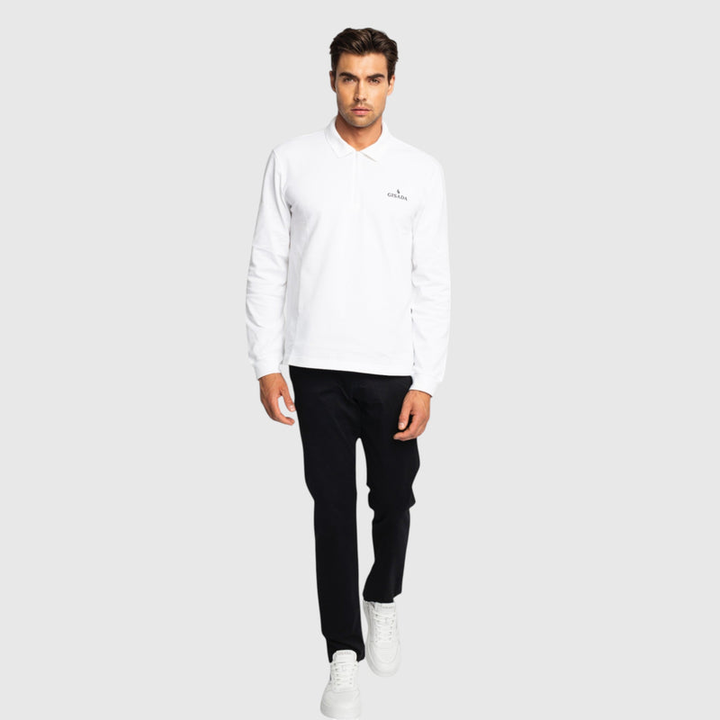 Regular Fit Zip - Up Polo in Luxe Interlock Piquet with Rubber Gisada Logo - Gisada.com
