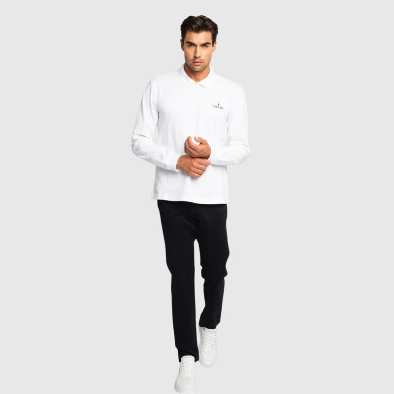 Regular Fit Zip - Up Polo in Luxe Interlock Piquet with Rubber Gisada Logo - Gisada.com