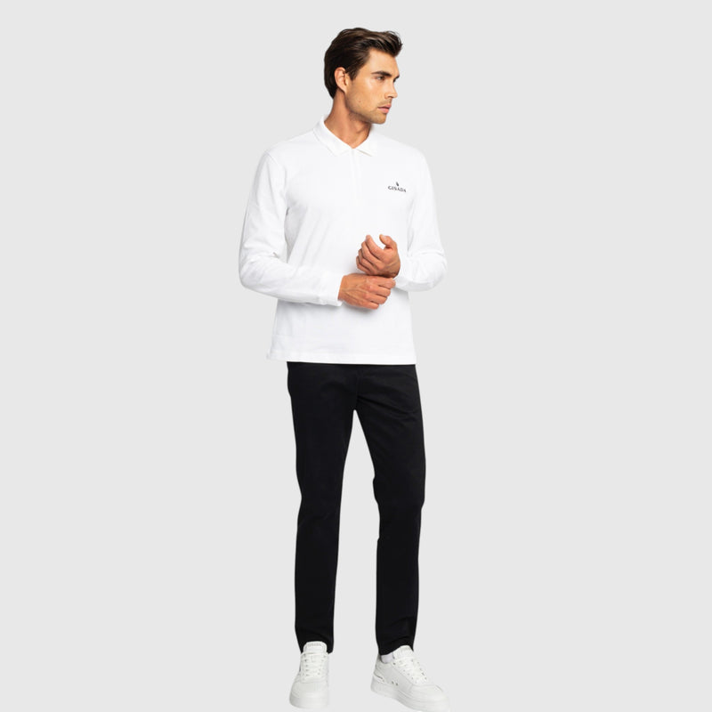 Regular Fit Zip - Up Polo in Luxe Interlock Piquet with Rubber Gisada Logo - Gisada.com