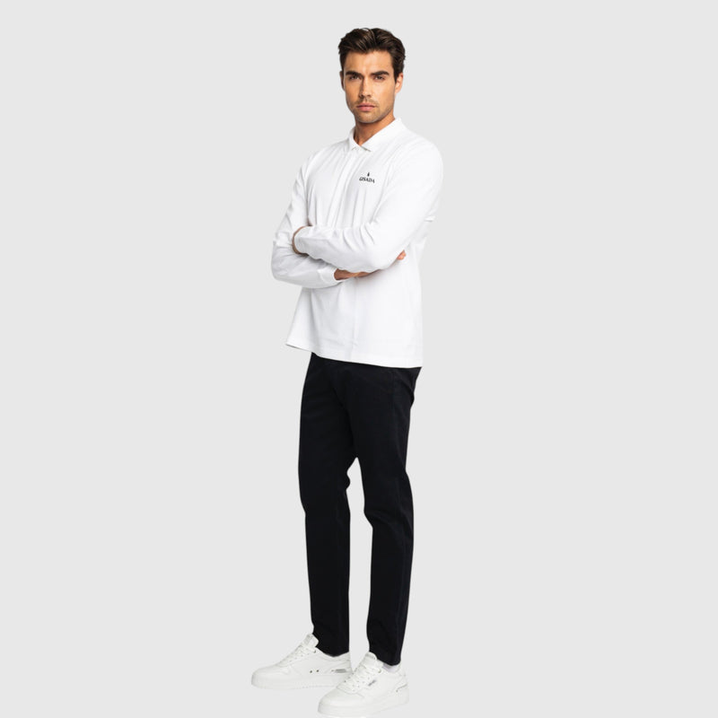 Regular Fit Zip - Up Polo in Luxe Interlock Piquet with Rubber Gisada Logo - Gisada.com
