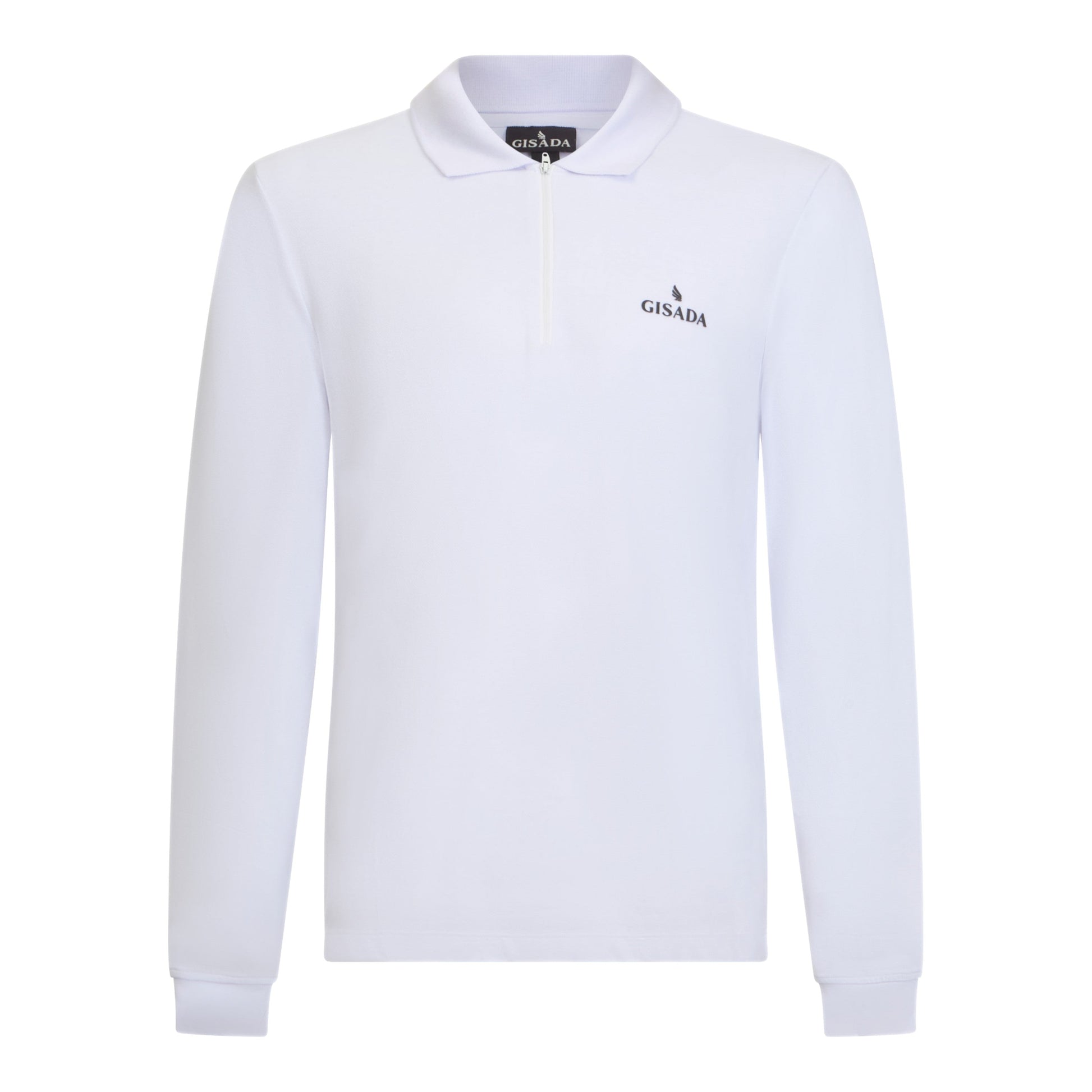 Regular Fit Zip - Up Polo in Luxe Interlock Piquet with Rubber Gisada Logo - Gisada.com