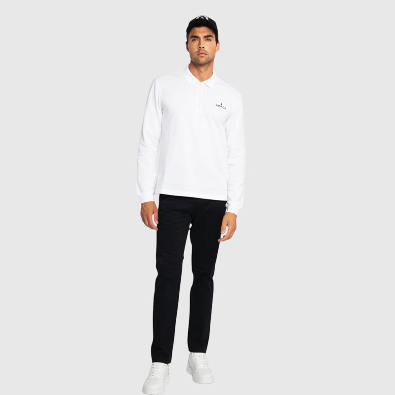 Regular Fit Zip - Up Polo in Luxe Interlock Piquet with Rubber Gisada Logo - Gisada.com