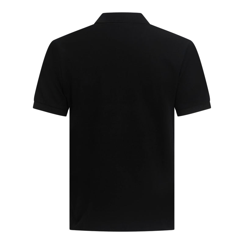 Regular Fit Zip-Up Polo in Luxe Interlock Piquet with Rubber Logo