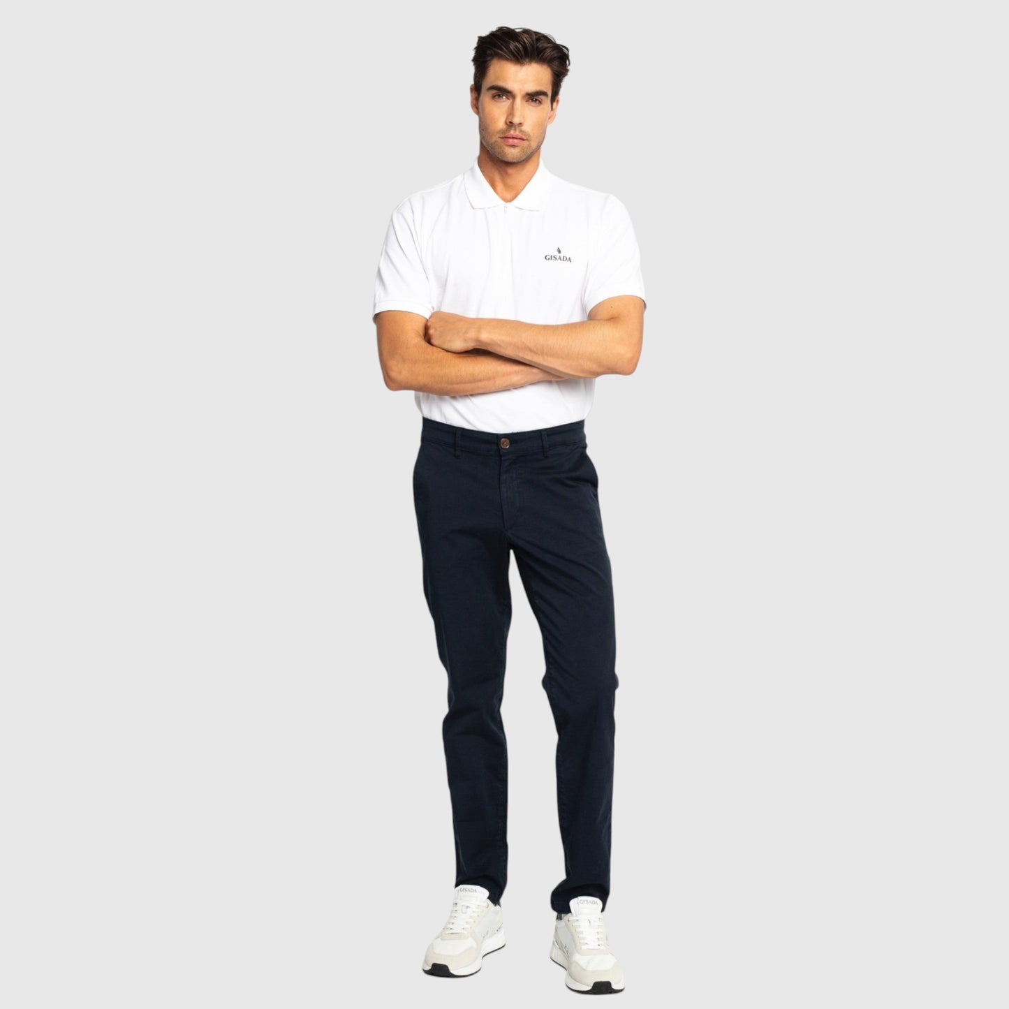 Regular Fit Zip - Up Polo in Luxe Interlock Piquet with Rubber Logo - Gisada.com