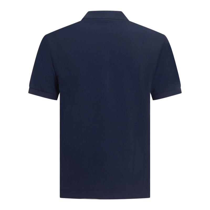 Regular Fit Zip-Up Polo in Luxe Interlock Piquet with Rubber Logo