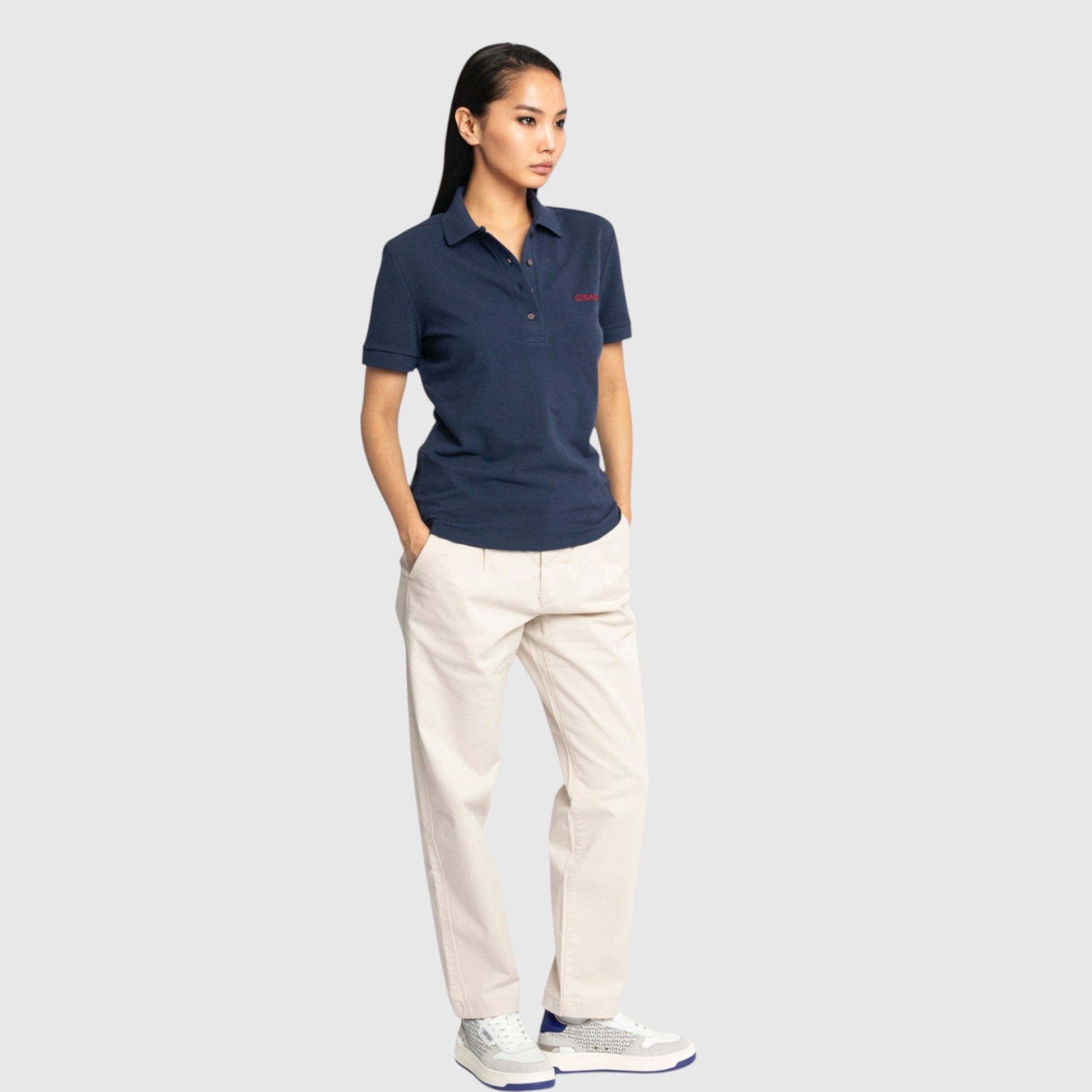 Slim Fit Short Sleeves Polo in Interlock Piquet with Embroidery Gisada Logo - Gisada.com