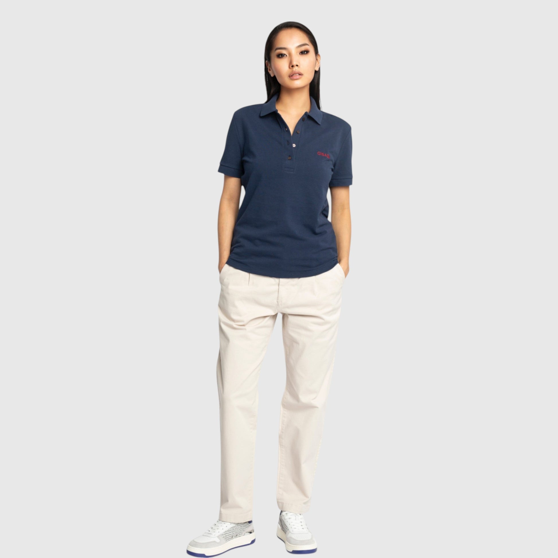 Slim Fit Short Sleeves Polo in Interlock Piquet with Embroidery Gisada Logo - Gisada.com