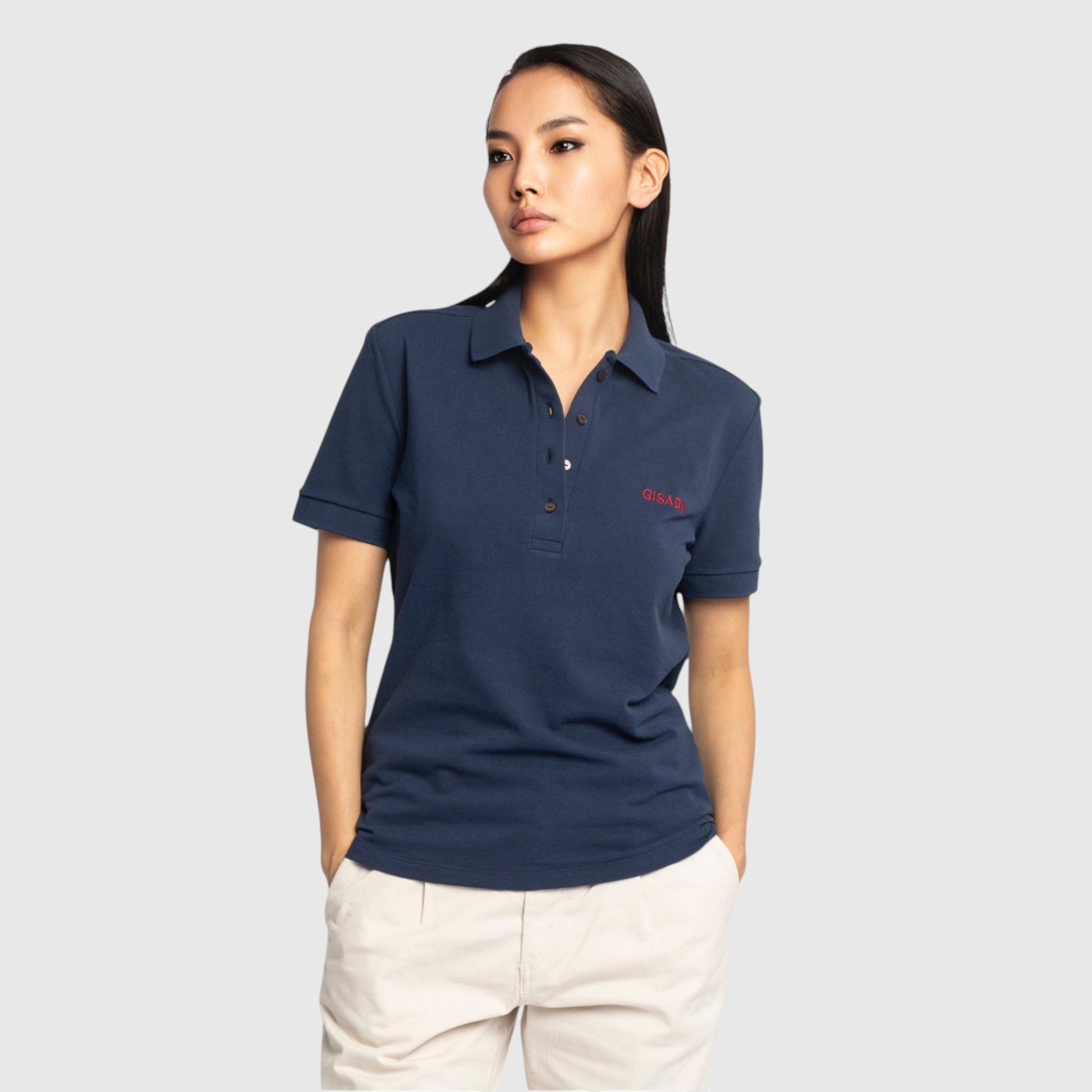 Slim Fit Short Sleeves Polo in Interlock Piquet with Embroidery Gisada Logo - Gisada.com