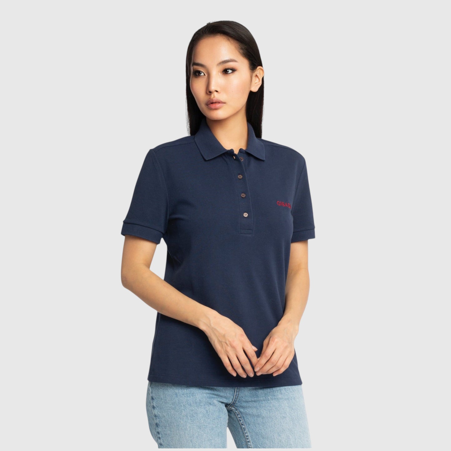 Slim Fit Short Sleeves Polo in Interlock Piquet with Embroidery Gisada Logo - Gisada.com