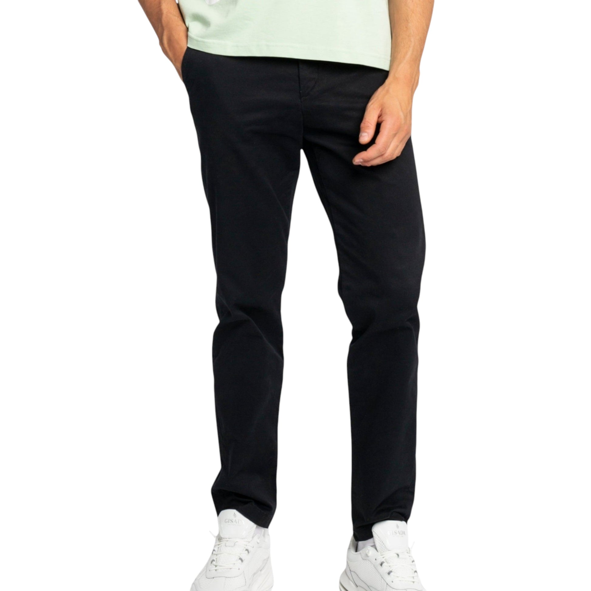 Straight Leg Chino with Mini Label on Back Pocket - Gisada.com
