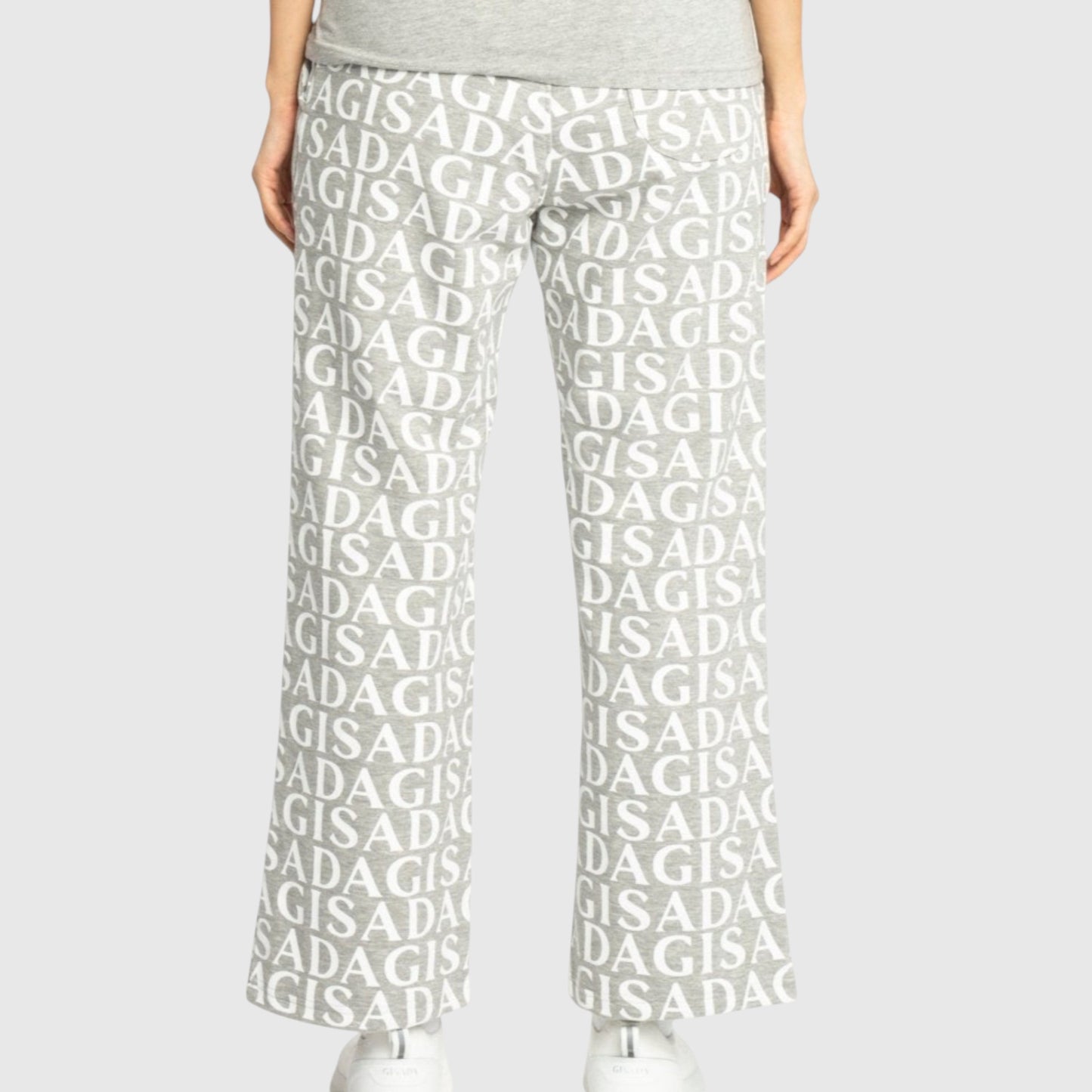 Straight Leg Sweatpants in Midweight Cotton with Allover Print - Gisada.com
