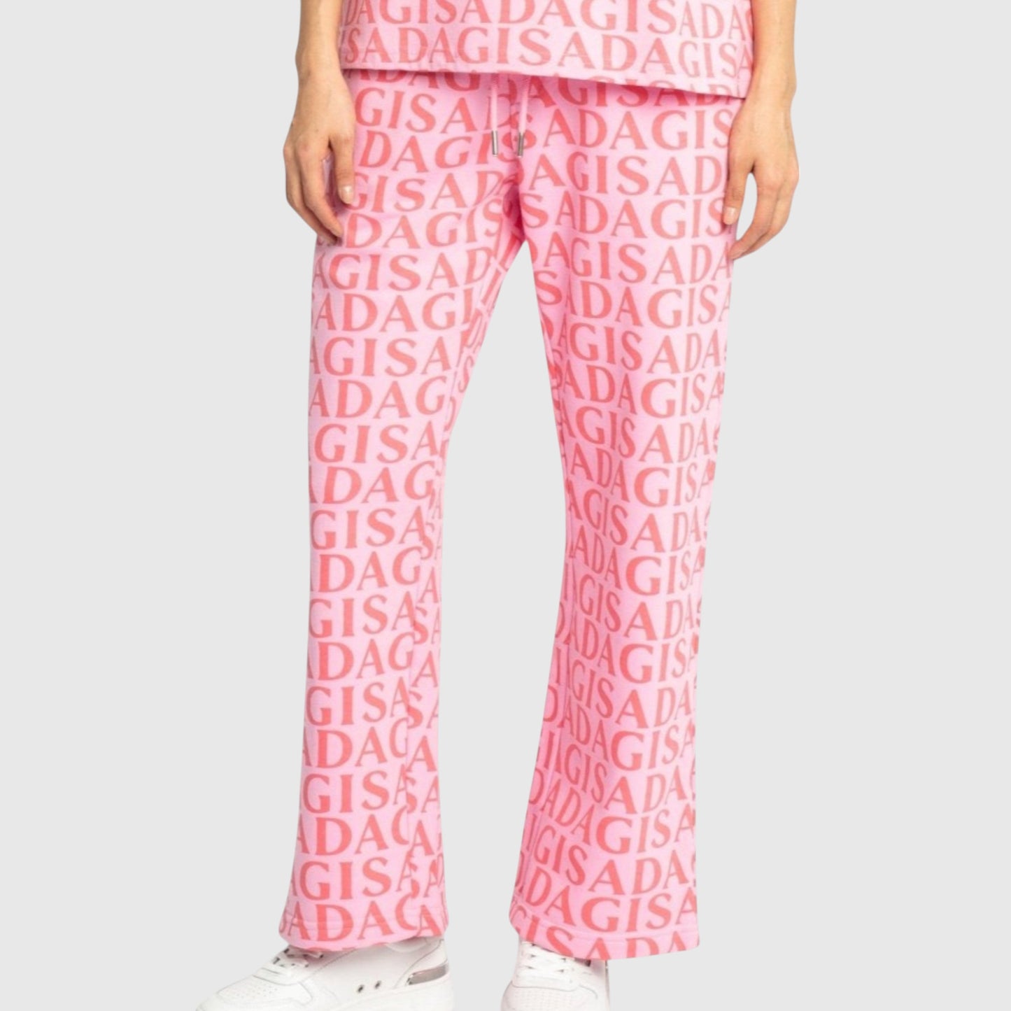 Straight Leg Sweatpants in Midweight Cotton with Allover Print - Gisada.com