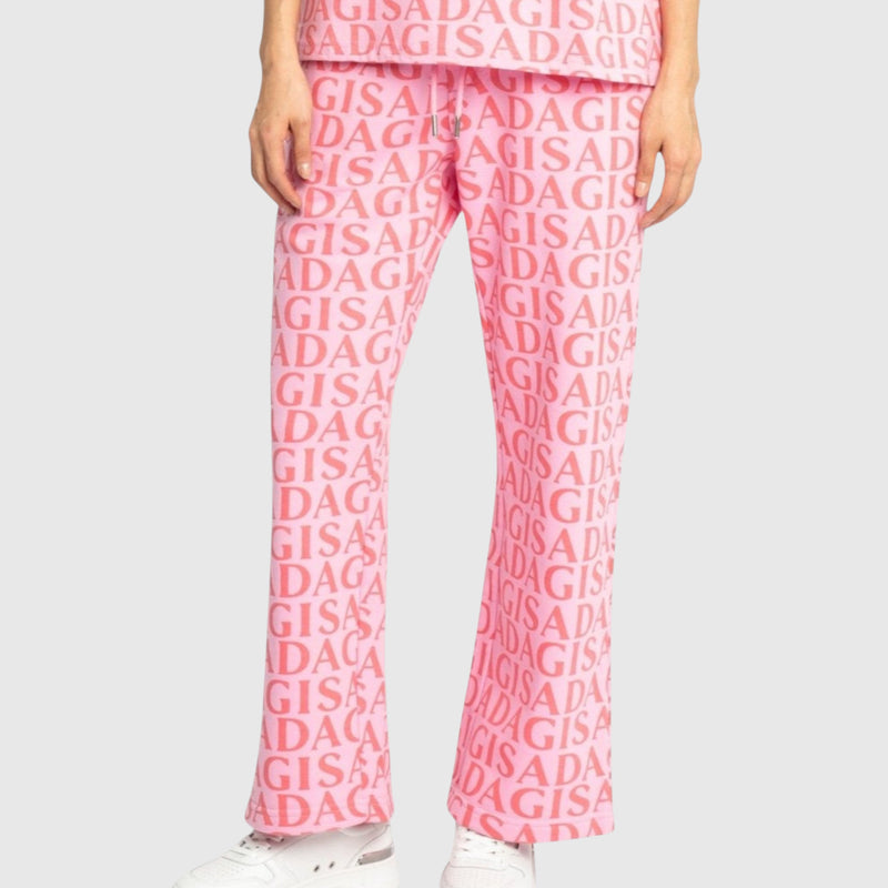 Straight Leg Sweatpants in Midweight Cotton with Allover Print - Gisada.com