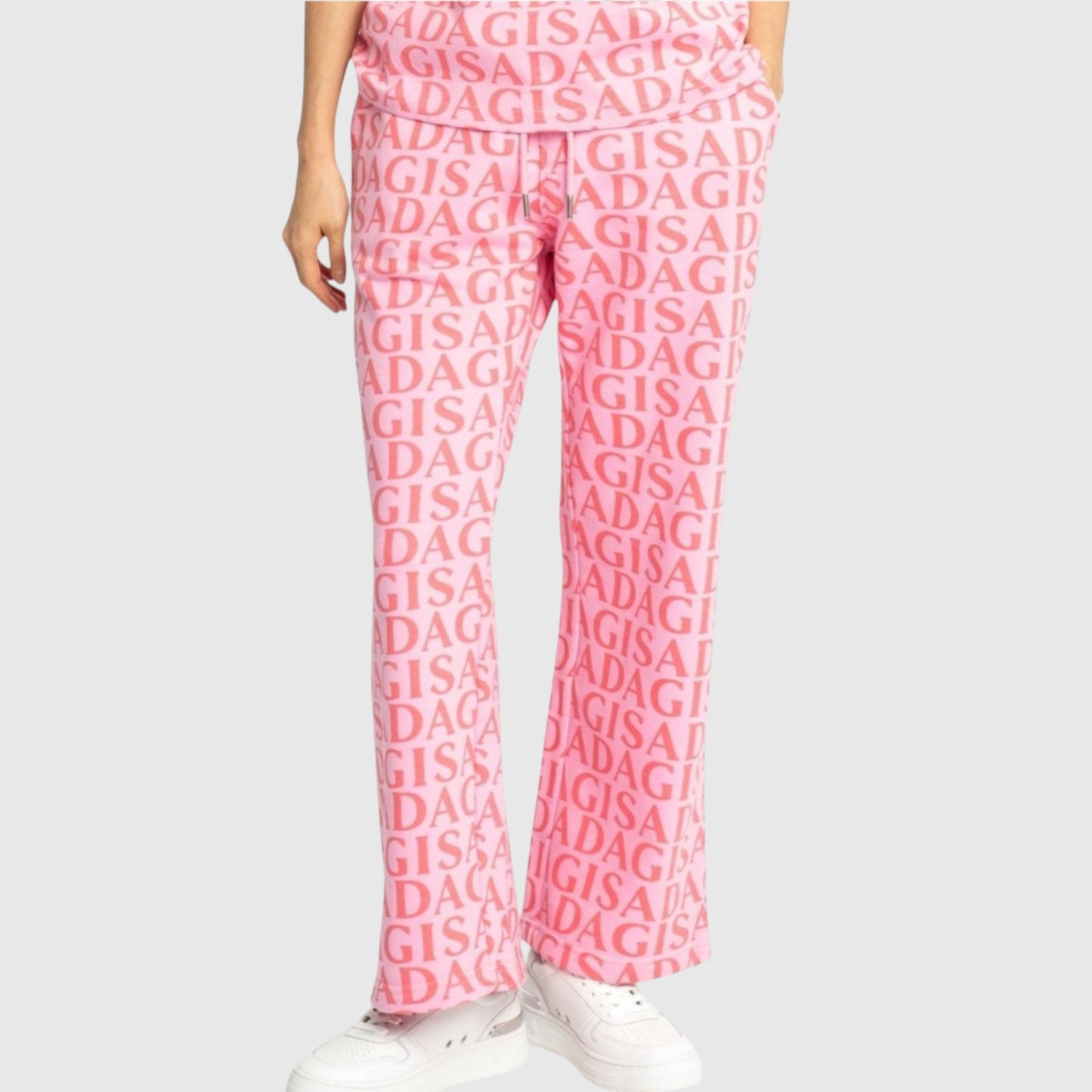 Straight Leg Sweatpants in Midweight Cotton with Allover Print - Gisada.com