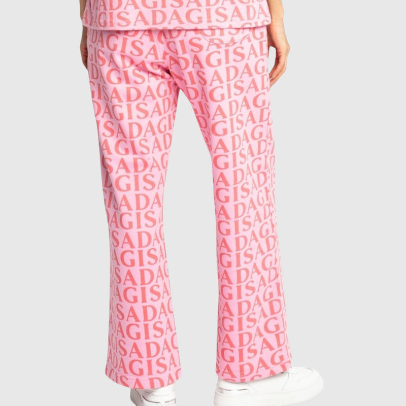 Straight Leg Sweatpants in Midweight Cotton with Allover Print - Gisada.com