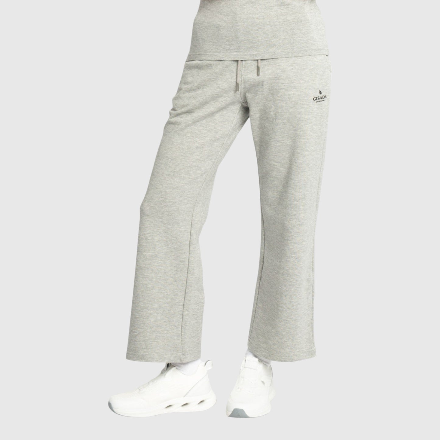 Straight Leg Sweatpants in Midweight Cotton with Small Silicon Print - Gisada.com