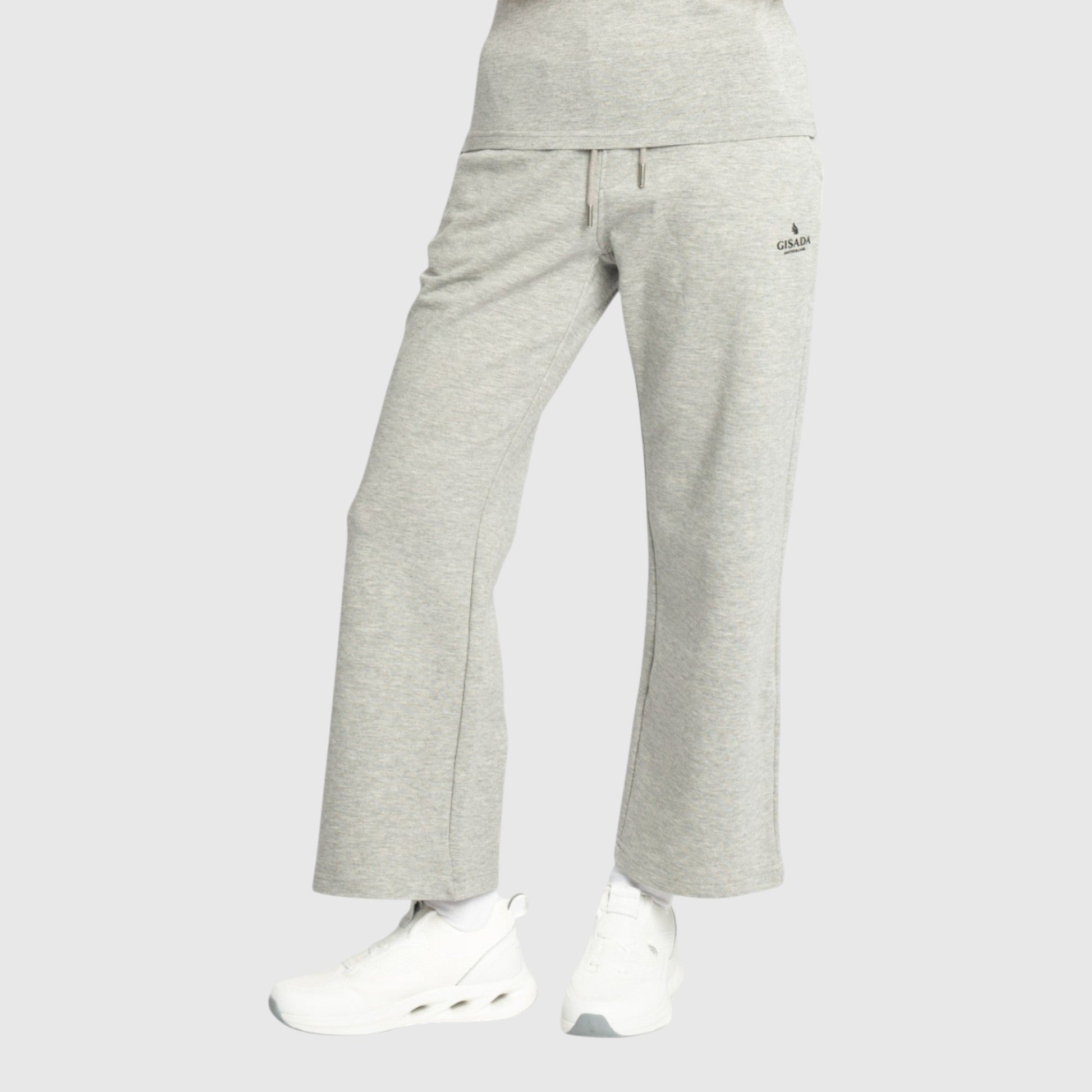 Straight Leg Sweatpants in Midweight Cotton with Small Silicon Print - Gisada.com