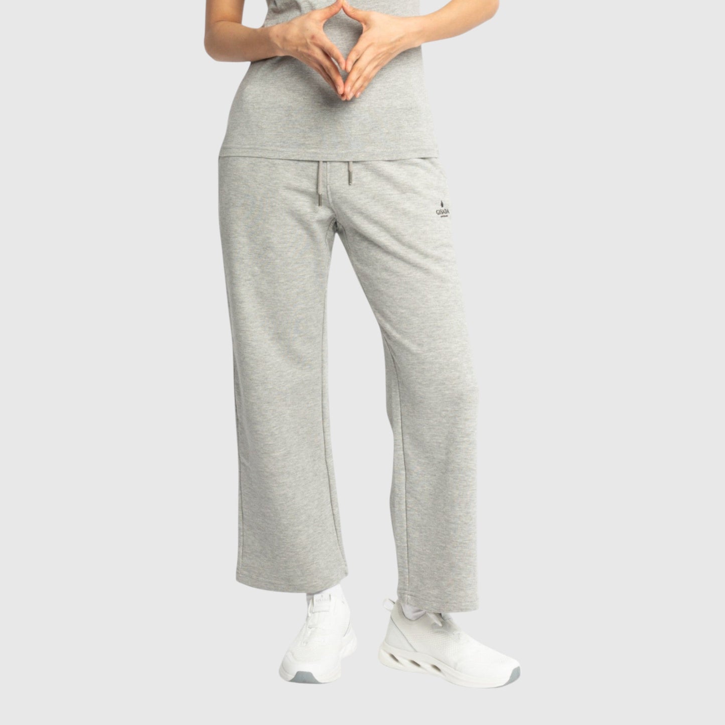 Straight Leg Sweatpants in Midweight Cotton with Small Silicon Print - Gisada.com
