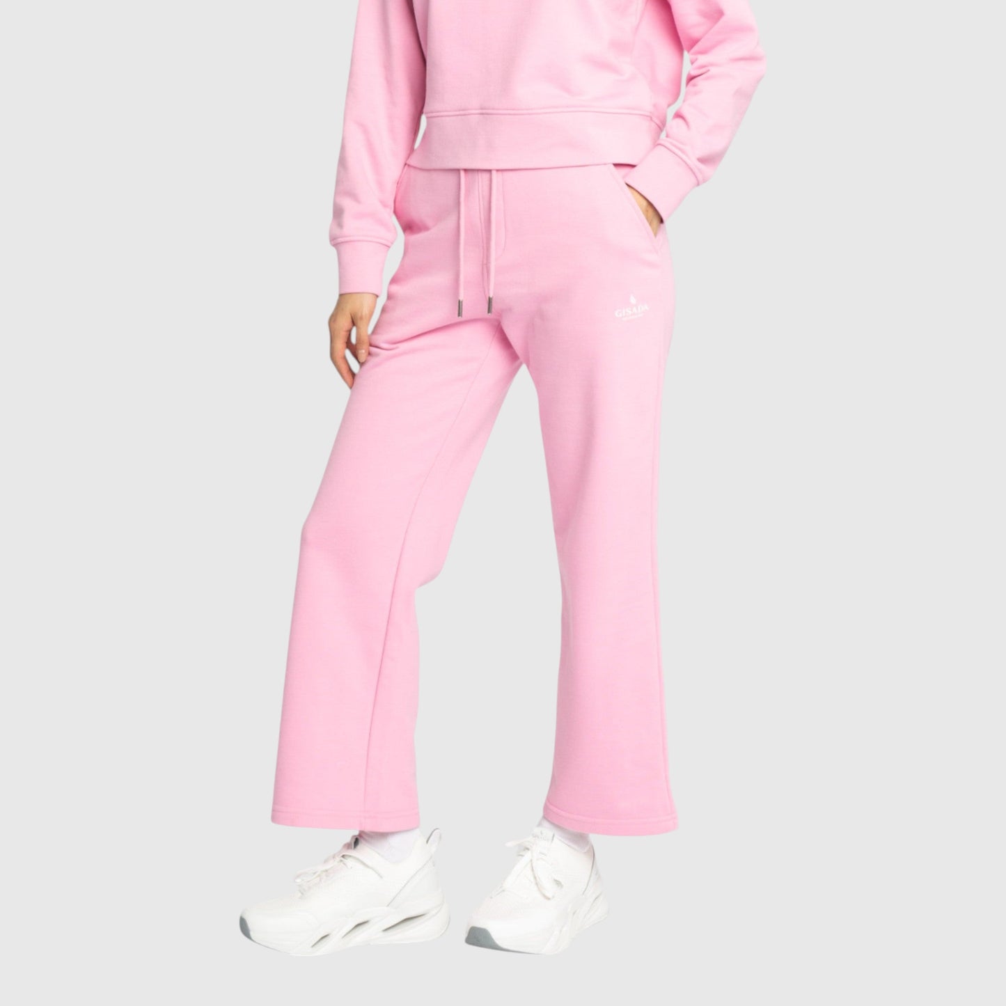 Straight Leg Sweatpants in Midweight Cotton with Small Silicon Print - Gisada.com