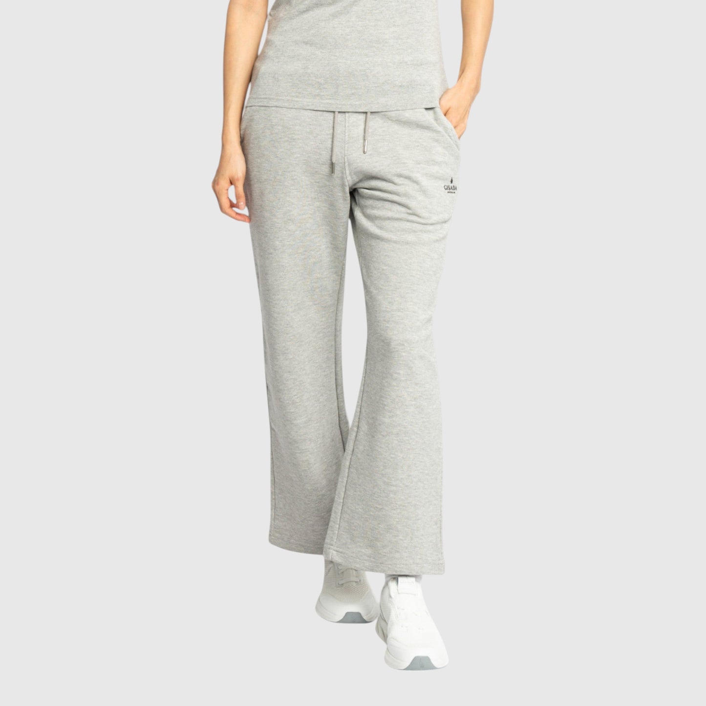 Straight Leg Sweatpants in Midweight Cotton with Small Silicon Print - Gisada.com