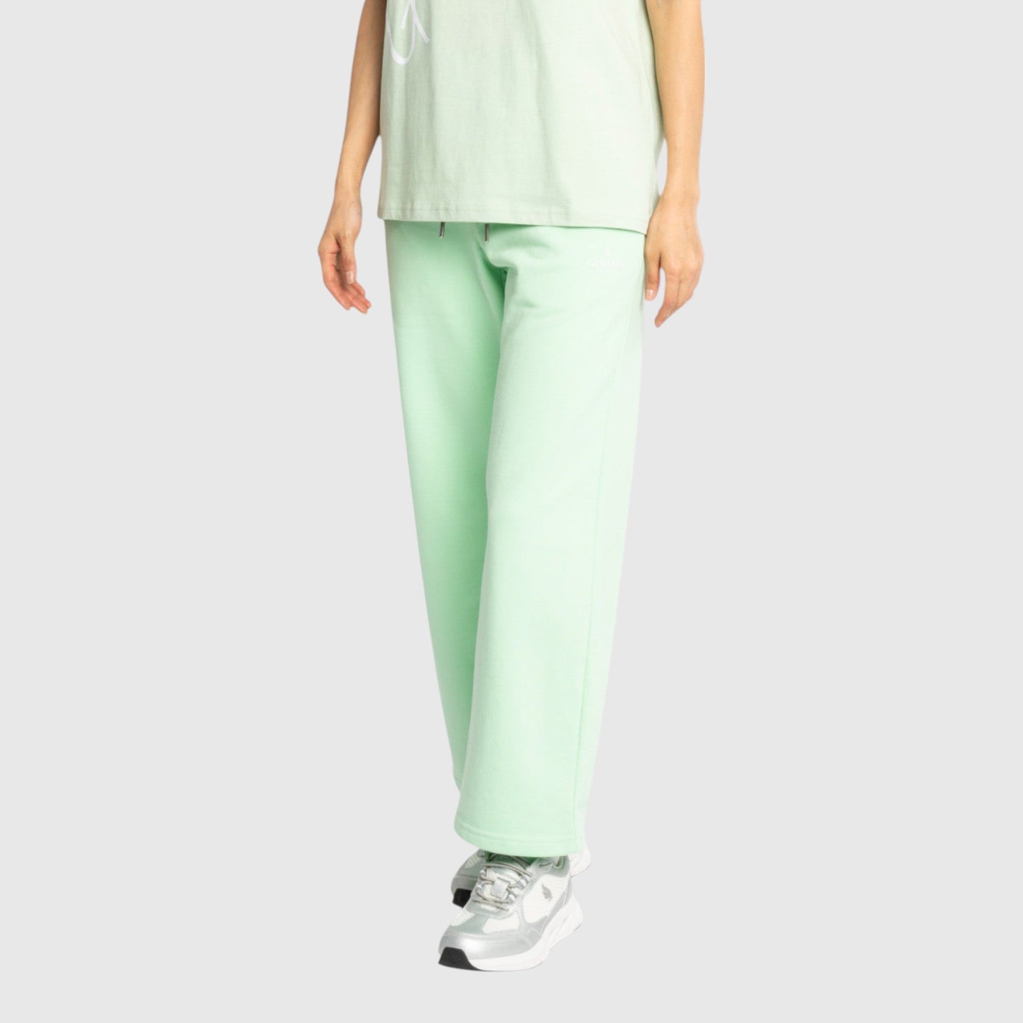 Straight Leg Sweatpants in Midweight Cotton with Small Silicon Print - Gisada.com