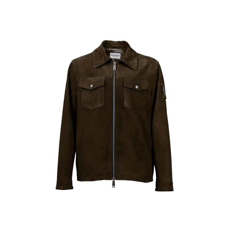 Suede Zip Jacket with Dual Chest Pockets - Gisada.com
