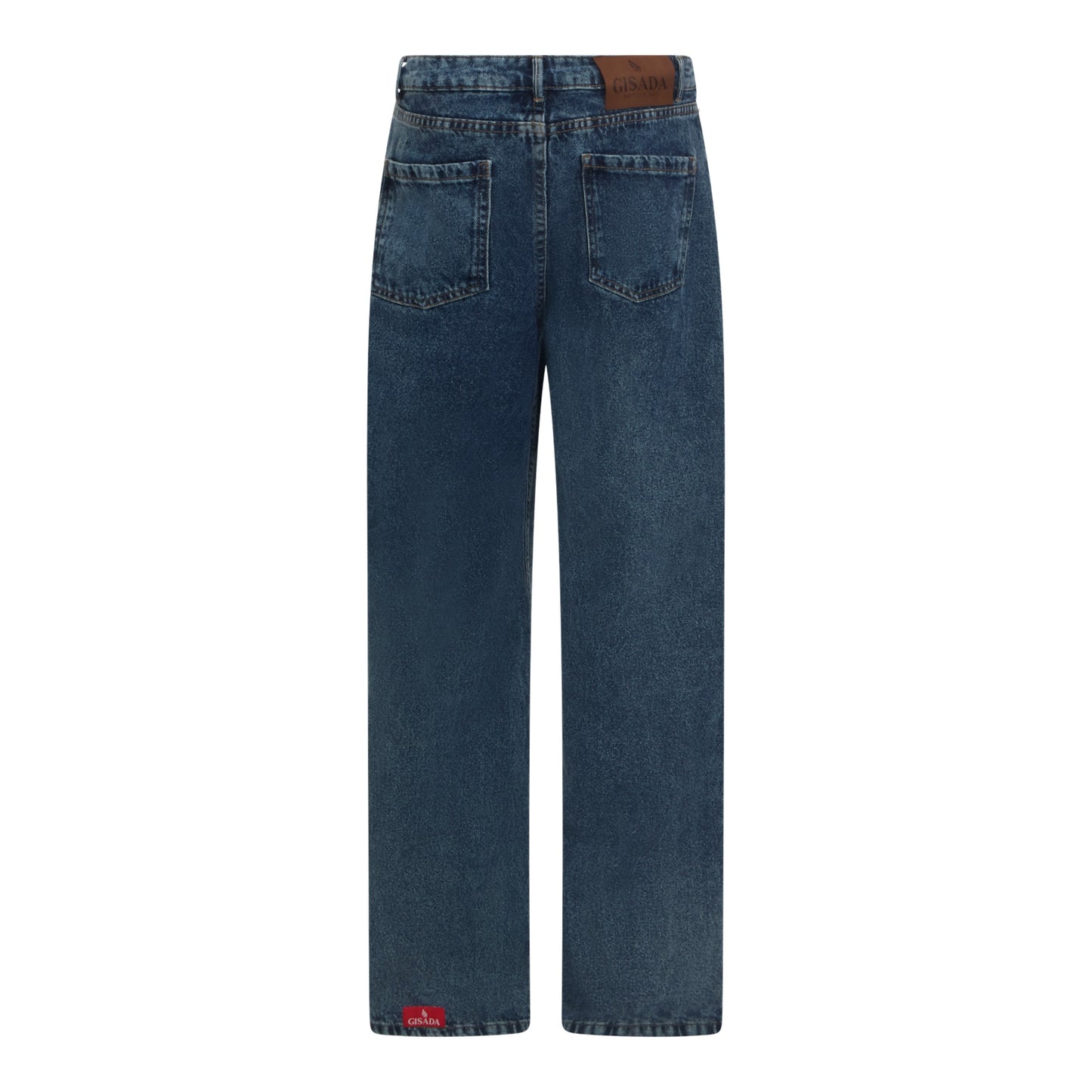 Wide Leg Denim Jeans with Inside Bottom Label - Gisada.com