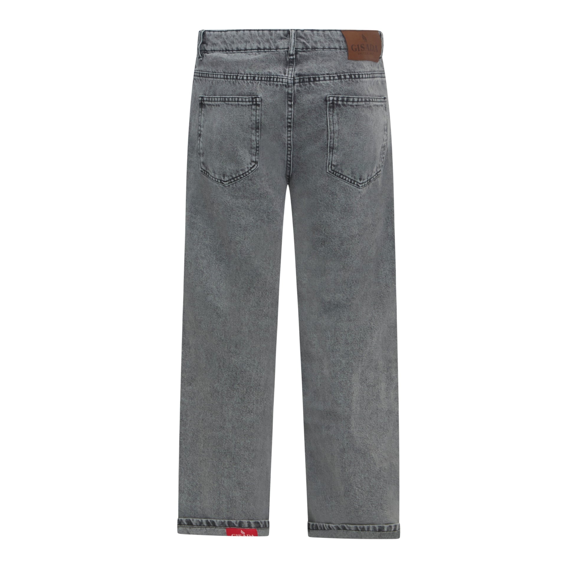 Wide Leg Denim Jeans with Inside Bottom Label - Gisada.com