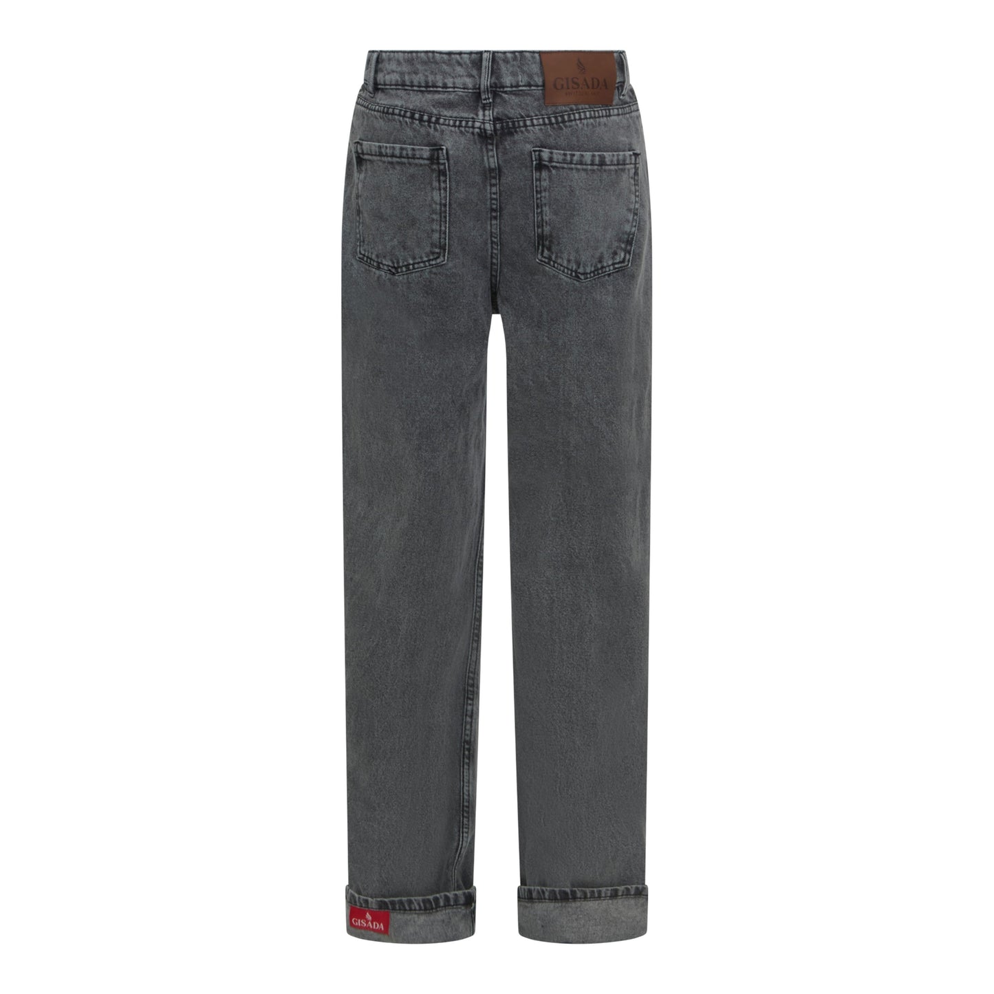 Wide Leg Denim Jeans with Inside Bottom Label - Gisada.com