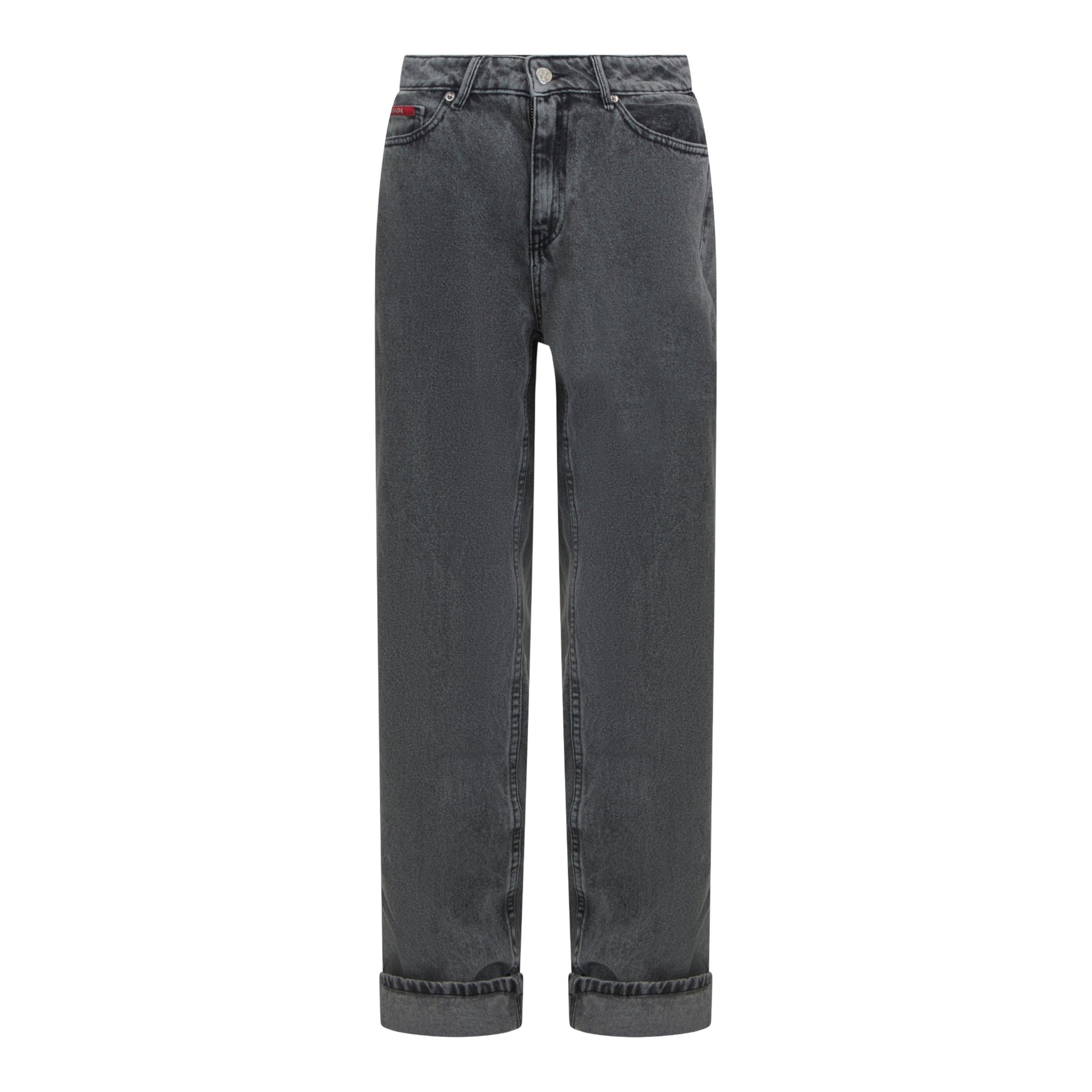 Wide Leg Denim Jeans with Inside Bottom Label - Gisada.com