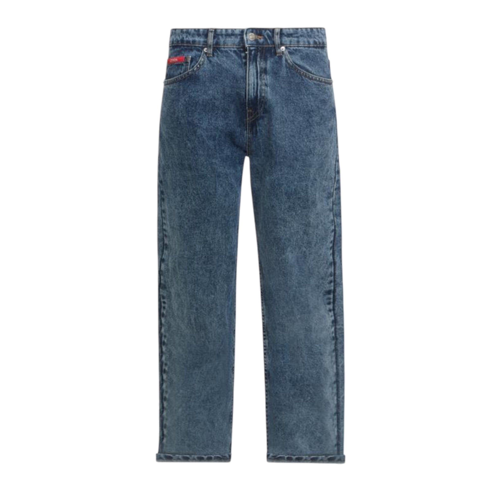 Wide Leg Denim Jeans with Inside Bottom Label - Gisada.com