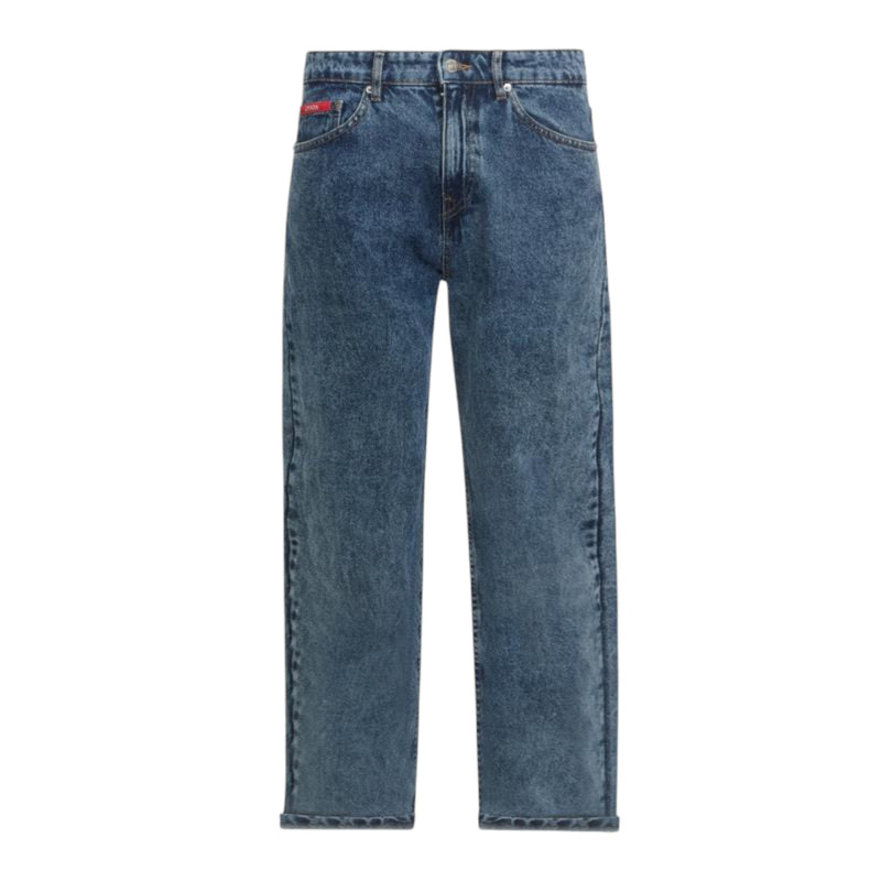 Wide Leg Denim Jeans with Inside Bottom Label - Gisada.com