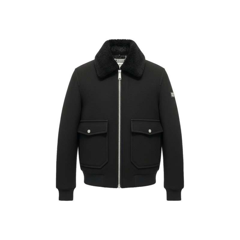 Wool‑Blend Jacket with Shearling Collar - Gisada.com