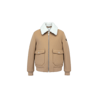 Wool‑Blend Jacket with Shearling Collar - Gisada.com