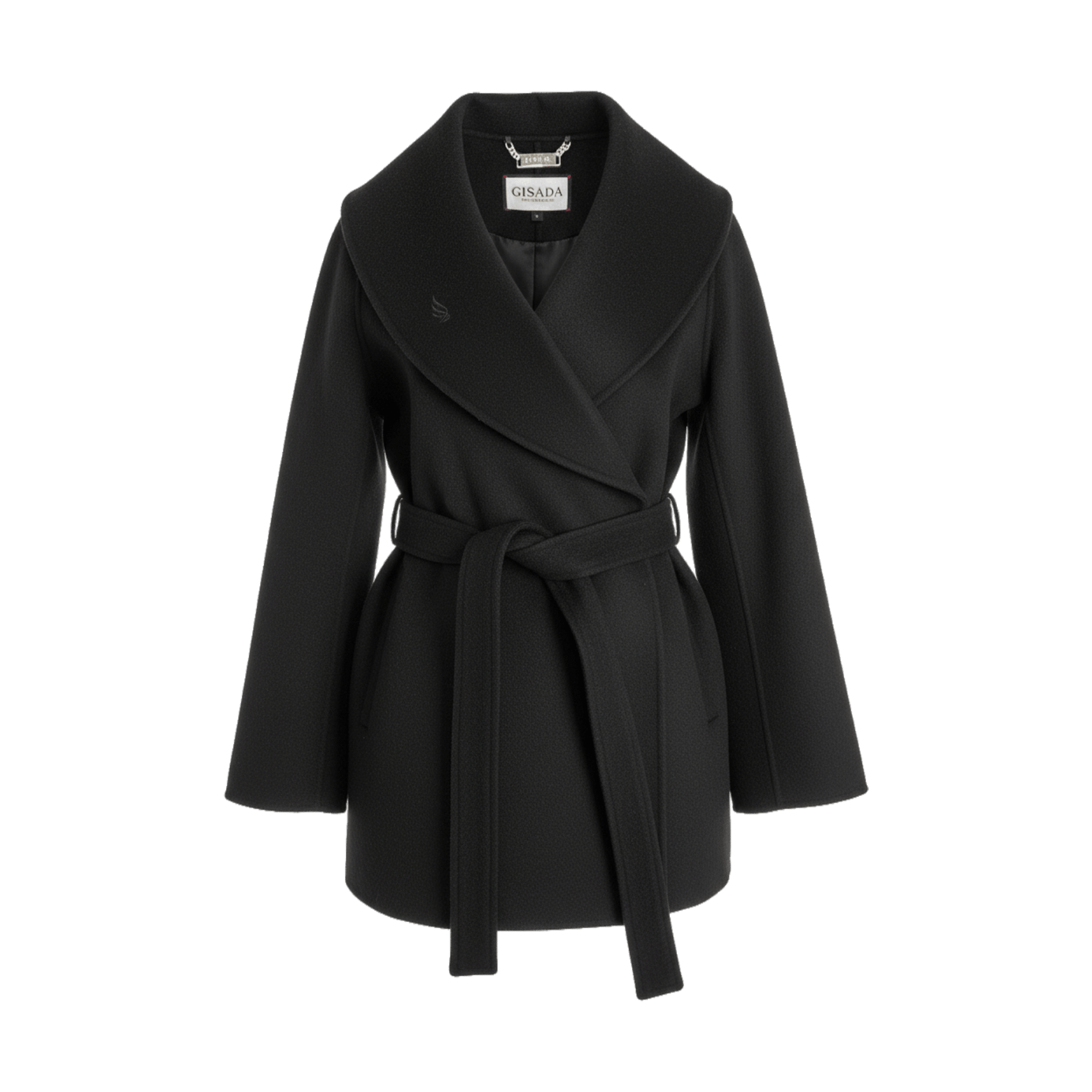 Wool‑Blend Wrap Coat with Belt - Gisada.com