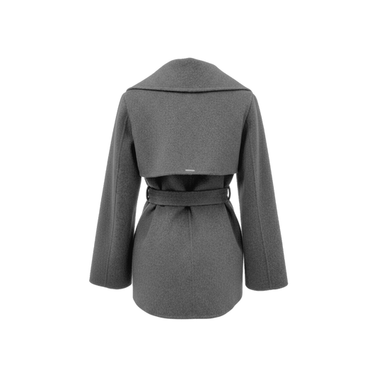 Wool‑Blend Wrap Coat with Belt - Gisada.com