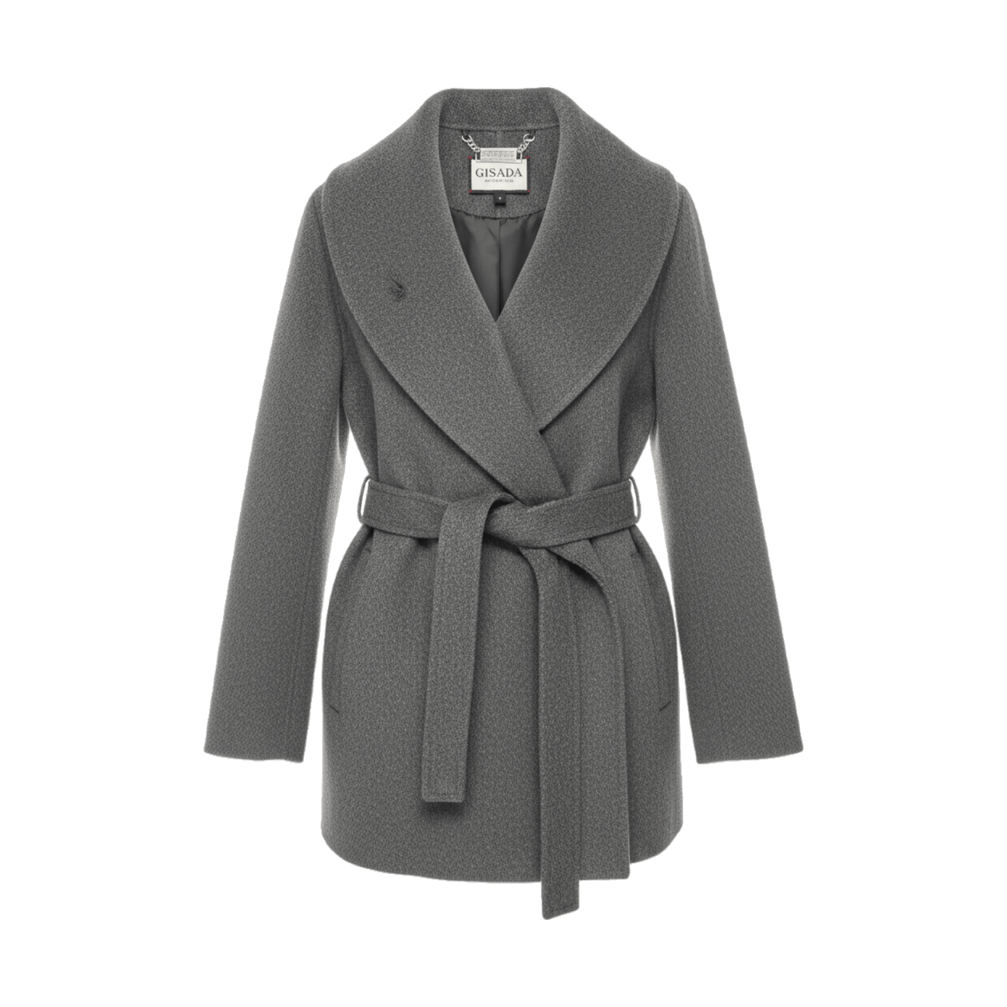 Wool‑Blend Wrap Coat with Belt - Gisada.com