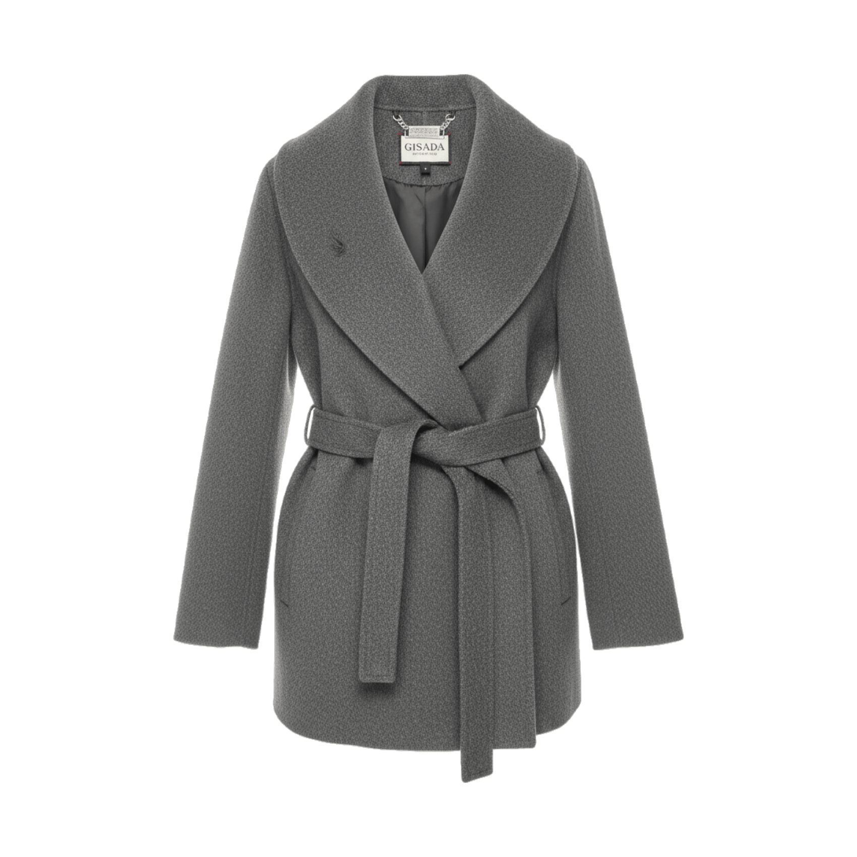 Wool‑Blend Wrap Coat with Belt - Gisada.com