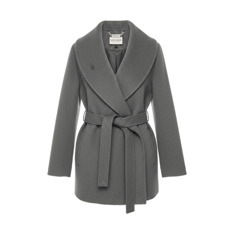Wool‑Blend Wrap Coat with Belt - Gisada.com