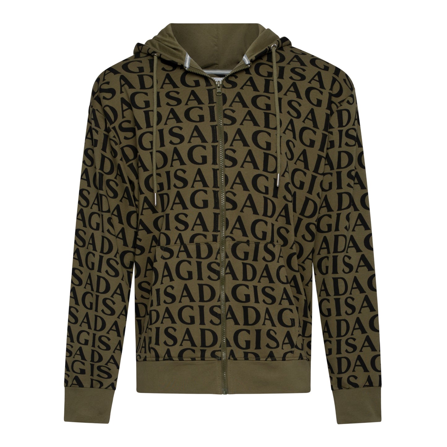 Zip - Up Hoodie in Midweight Cotton with Allover Print - Gisada.com