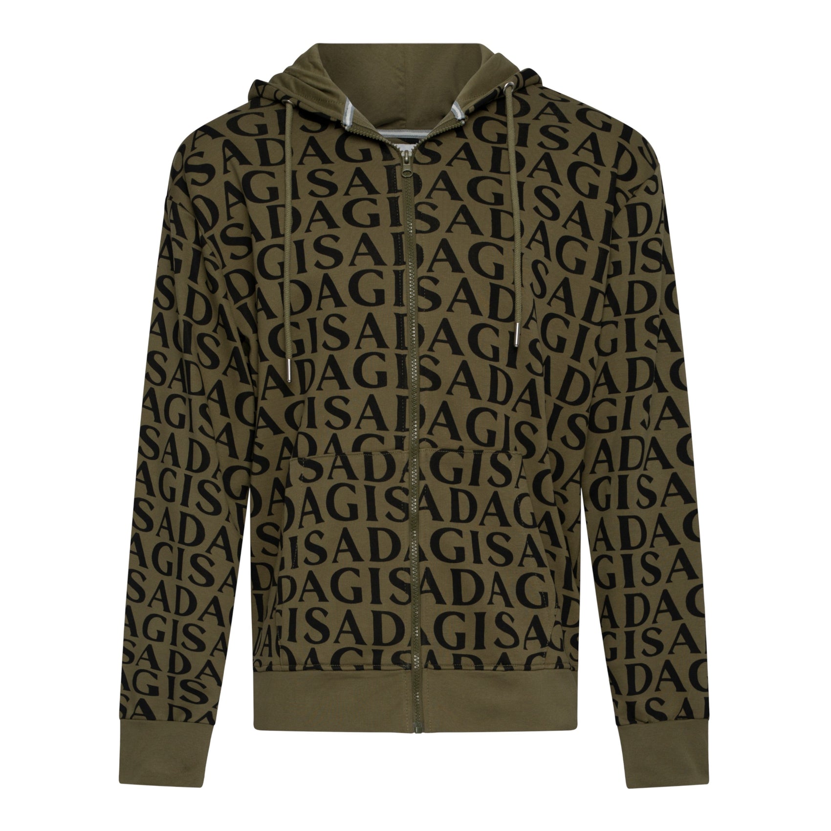 Zip - Up Hoodie in Midweight Cotton with Allover Print - Gisada.com