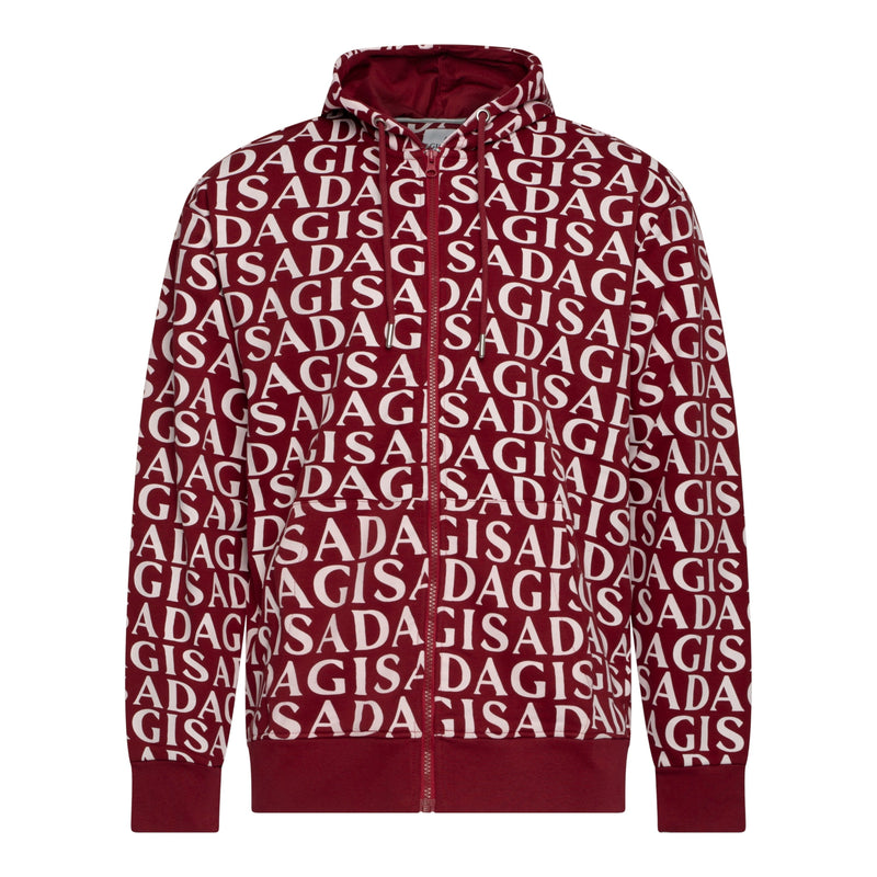 Zip - Up Hoodie in Midweight Cotton with Allover Print - Gisada.com